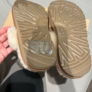 UGG Brown and Cream Fur Slides